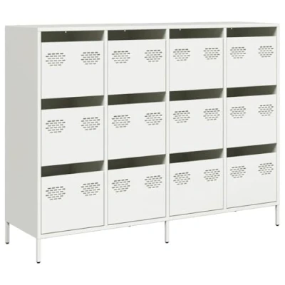 Afbeelding van vidaXL Dressoir 135x39x103,5 cm koudgewalst staal wit