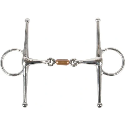 Afbeelding van Harry&#039;s Horse Knevel/bustrens dubbelgebroken koperen rollers 13mm 13,5 RVS