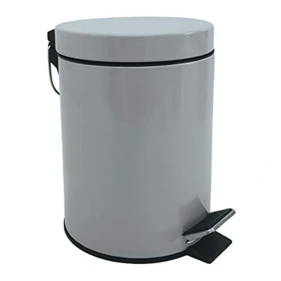 Afbeelding van MSV Prullenbak/pedaalemmer metaal grijs 3 liter 17 x 25 cm Badkamer/toilet Pedaalemmers