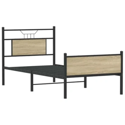 Afbeelding van Bedframe Led Massief Hout Wit 140X190 cm 75 x 190 / Sonoma eiken