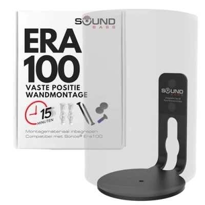 Afbeelding van ERA100 Wandmontagebeugel, Laag Profiel, Compatibel met Sonos ERA 100 Luidspreker, Compleet Alle Bevestigingsmaterialen (Zwart, Enkel)