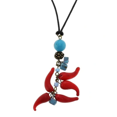 Afbeelding van Behave Korte ketting met rode en blauwe hangertjes