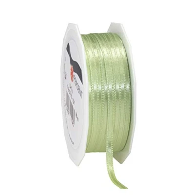 Afbeelding van C.E. Pattberg SATIN pastelgroen, 50 m satijnen lint voor het inpakken van geschenken, 3 mm breed, cadeaulint decoreren en knutselen, decoratielint elke gelegenheid