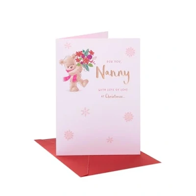 Afbeelding van Nanny kerstkaart Leuke voor met schattige Teddy Cadeaukaart haar kerstcadeaus