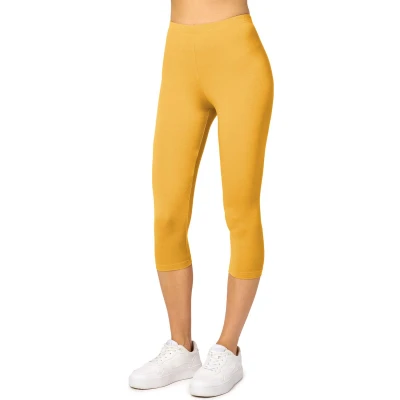 Afbeelding van Merry Style MS MS10 144 LE Dames Capri Leggings Sport Vrijetijdsbroek 3/4 Lengte Viscose Sporbroek Yogabroek Geel XL
