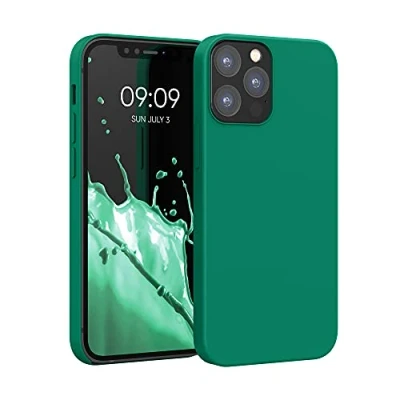 Afbeelding van kwmobile telefoonhoesje geschikt voor Apple iPhone 12 / Pro Hoesje met siliconen coating Smartphone case in smaragdgroen