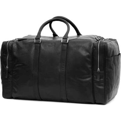Afbeelding van Montreal Grote Zwarte Leren Weekendtas