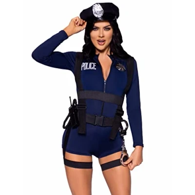 Afbeelding van Leg Avenue 6 stuks handcuff hottie, inclusief ritssluiting, pin on badge, tuin body harnas, speelgoed walkietalkie en handpads politie heeft.
