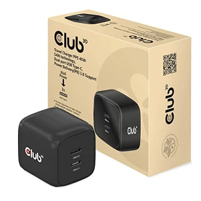 Afbeelding van club3D CAC 1909EU Laptop netvoeding 45 W Binnen Aantal uitgangen: 2 x USB C