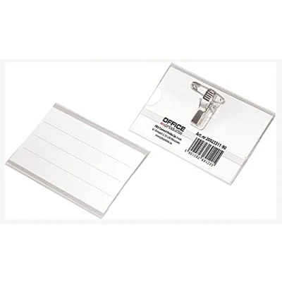 Afbeelding van OFFICER PRODUCTS Kunststof naambordjes naambordje / 50 stuks 90 x 57 mm/ID kaarthouder/met insteekkaarten/met combi houder: revers naald &amp; clip/ID kaarthouder/visitekaartjes, 20023311