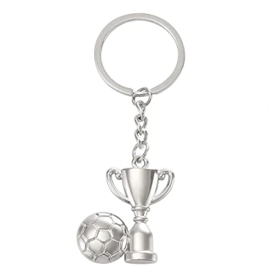 Afbeelding van TRIXES Zilveren voetbalschoen en trofee Sleutelhanger Wereldbeker voetbalaccessoire Charm Sieraden Kerstmis Verjaardagscadeau Houder Voor Mannen Vrouwen