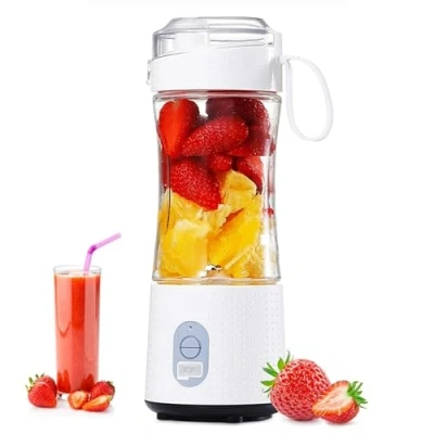 Afbeelding van draagbare mini mixer, 380 ml, elektrische mixer met 6 roestvrijstalen messen, oplaadbaar voor keuken, reizen, USB
