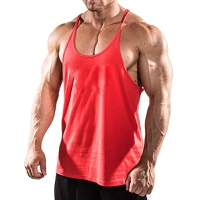 Afbeelding van Heren Gym Stringer Singlet 1cm Band Rekbare Bodybuilding Workout Tanktop Katoen Rood L