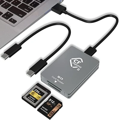 Afbeelding van CFexpress SD kaartlezer USB C, 10 Gbps type B met 3.2 Gen 2 overdrachtssnelheid, dual slot en C naar C/USB A kabel
