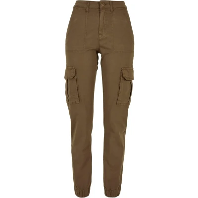 Afbeelding van Urban Classics Twill Utility Cargobroek, Dames, Maat: 26x30, Olive