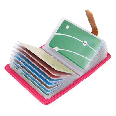 Afbeelding van 10 kleuren creditcardhouder voor dames en heren, leer, 26 sleuven, Roos Rood, Taille unique, Klassiek