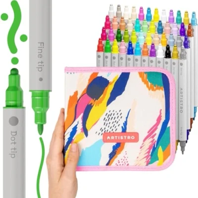 Afbeelding van 49 pack acrylic Dual Tip Paint Pens Dot + Fine Tips