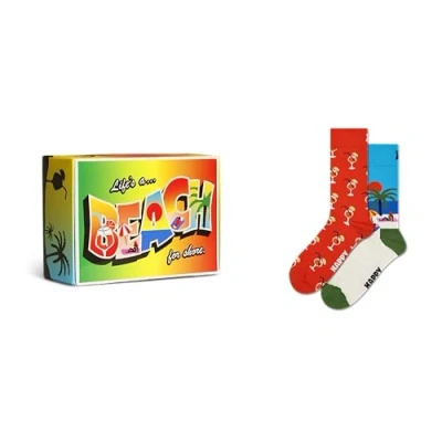 Afbeelding van Happy Socks Zomerstijlen Katoenen Sokken voor Dames En Heren Met Kleurrijke Bloemen , Zwembad (DE/NL/SE/PL, Numeriek, 41, 46, Regular, 2 pack cadeauset strandlevensokken)