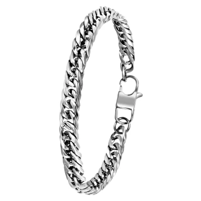 Afbeelding van Lucardi Gourmet Armband silvercoloured, Heren, Maat: 21, Silver coloured