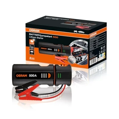 Afbeelding van OSRAM BATTERYjumpstart 500, jumpstarter powerbank, lithium jumpstarter, voor 12V voertuigen met maximaal 3,0 liter benzine en 1,5 dieselmotoren