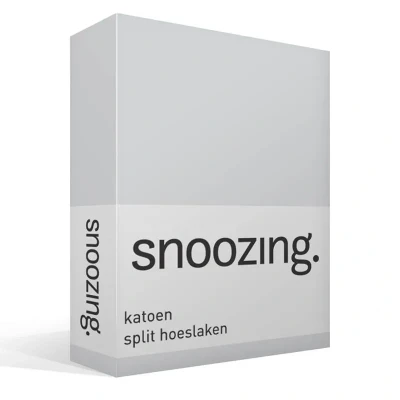 Afbeelding van Snoozing Katoen Split hoeslaken Lits jumeaux 200x210/220 cm Grijs