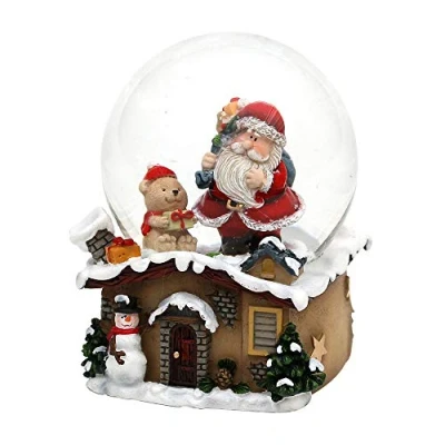Afbeelding van Dekohelden24 Sneeuwbol met kerstman, afmetingen L/B/H: 7 x 9 cm bal 6,5 cm. 501473 Teddy