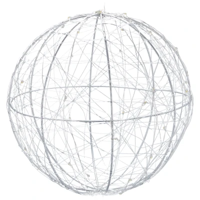Afbeelding van Relaxdays 2x led draadbol decoratieve lamp 20 cm sierlamp draadlamp zilver