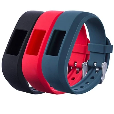 Afbeelding van Chofit Vervanging voor Vivofit JR 2/Vivofit JR/Vivofit 3 bandjes, grote siliconen bandjes polsband armband compatibel met Garmin Activity Tracker (zwart+leisteen+rood