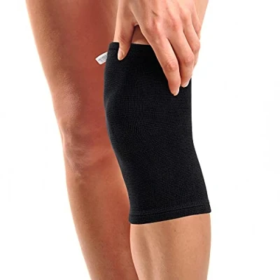 Afbeelding van Elastische Kniebrace van Actesso Lichtgewicht, Compressieband voor Gewrichtspijn en Kneuzingen Tijdens het Sporten na Blessures. Rechts of Links Mannen als Vrouwen (Zwart, Medium)