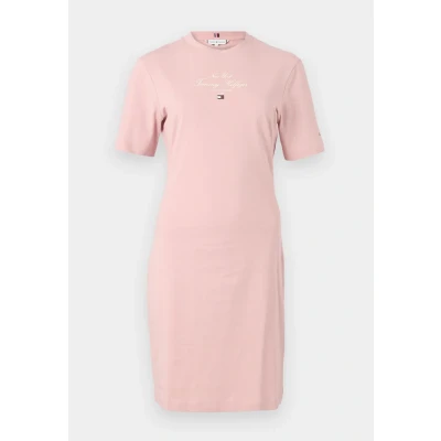 Afbeelding van Tommy Hilfiger Script TEE Dress Jurk, Dames, Maat: Small, Foggy pink