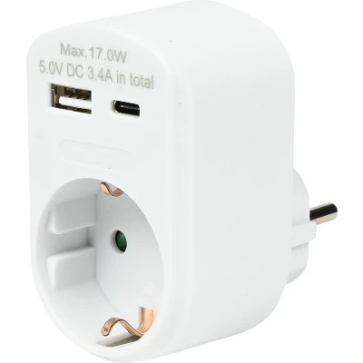 Afbeelding van Benson Stopcontact RA met USB A en C oplader wit