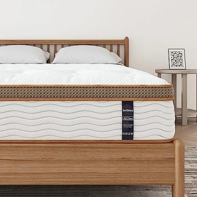 Afbeelding van BedStory Matras 140 x 190 cm, pocketveren, traagschuim, hybride, meerlaagse technologie, gepersonaliseerd comfort, dikte 22 cm