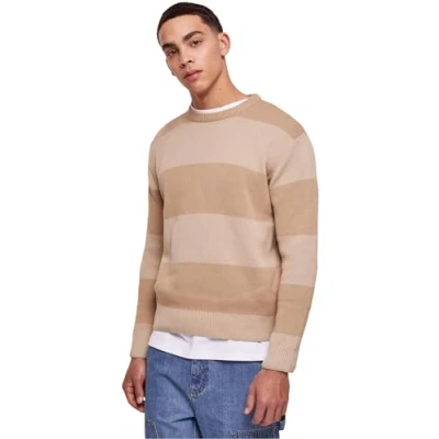 Afbeelding van Urban Classics Heavy Striped Trui, Heren, Maat: Large, Warmsand wetsand