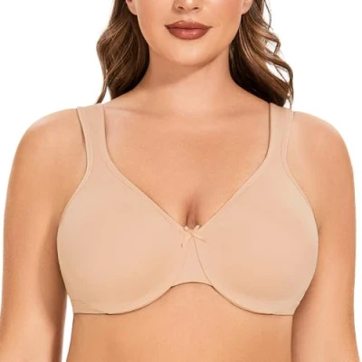 Afbeelding van MELENECA Women&#039;s Plus Size Full Coverage Underwire Seamless Non Padded Minimizer Bra Beige 95D