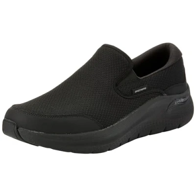 Afbeelding van Skechers Heren Arch FIT 2.0 Vallo Slip On, Zwart Mesh/Leer, 6 UK, mesh leer, 39.5 EU