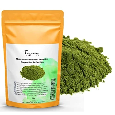 Afbeelding van 1kg Henna Poeder, Naturel Mooie Koperrode Reflectie Haarkleuring 100% Natuurlijk, Puur en Zonder Toevoegingen Fijn poeder TazarinLtd