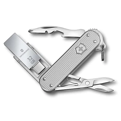 Afbeelding van Victorinox Taschenmesser Alox Jetsetter Work (6 Funktionen, Schere, USB Stick 32GB, Schraubendreher), silber