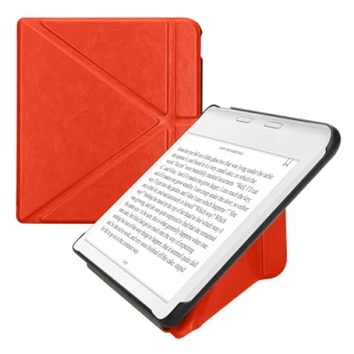 Afbeelding van kwmobile E reader hoesje geschikt voor Kobo Libra Colour hoes Ereader flip case met standaard cover van kunstleer In oranje