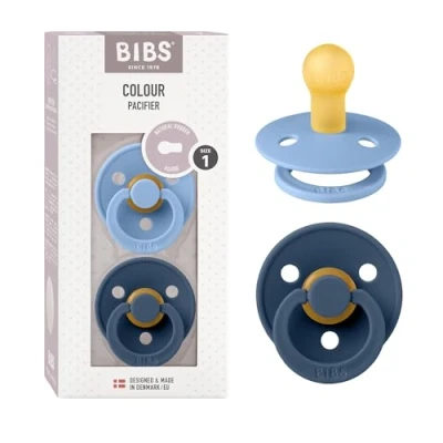 Afbeelding van BIBS fopspeen Colour Hemelsblauw en Steel Blauw 0 6 maanden, 2 st.