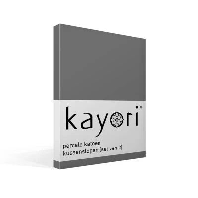 Afbeelding van Kayori Shizu Kussensloop Katoenperkal 60x70 2 Stuks Antracite 60/70 (Kleur: Antracite)