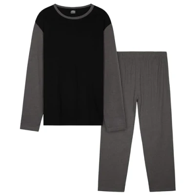 Afbeelding van CityComfort Lange pyjamaset voor heren, volwassenen, tieners, zachte 2 delige loungewear, nachtkleding, gezellige pyjama&#039;s geschenken hem, Zwart/Houtskool, M