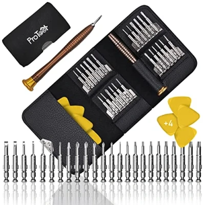 Afbeelding van ProTool Precisie schroevendraaierset, 29 in 1 professionele mini schroevendraaierset voor brillen, horloges, iPhone, iPad, smartphone, pc, laptop, tablet, elektronica, 4 hendels