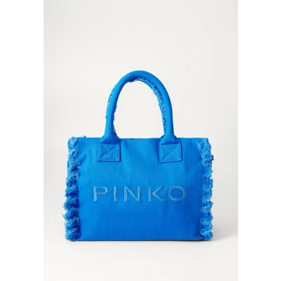 Afbeelding van Pinko boodschappentas canvas beige, Blauw, 38X29X15