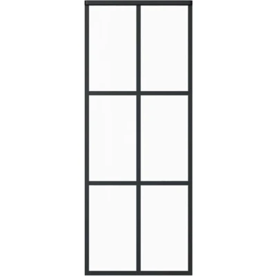 Afbeelding van vidaXL Schuifdeur 76x205 cm ESG glas en aluminium zwart