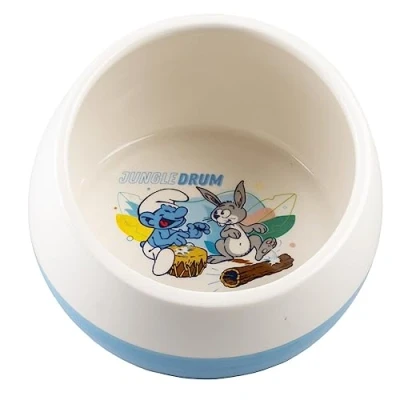 Afbeelding van Smurfs Duvoplus Voerbak Knaagdier Muzieksmurf Eetkom 800ml 15x15x10cm Wit/blauw 1st