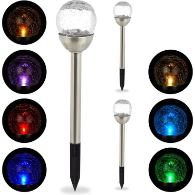 Afbeelding van Relaxdays solar tuinverlichting zonne energie 3 stuks solarlampen kleurverandering
