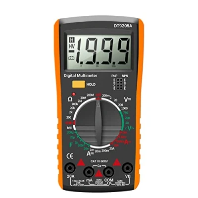 Afbeelding van DT9205A multifunctionele multimeter, digitale AC/DC, spanningsmeter, weerstandcapaciteitstester, voor industrieel huishouden (oranje)