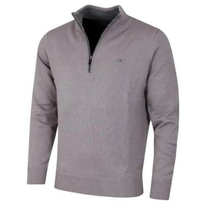 Afbeelding van Calvin Klein Heren Chunky Knit 1/2 Zip Golf Sweater Wolk Grijs M