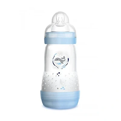 Afbeelding van MAM Easy Start Anti Colic A120 Fles, Gepatenteerde Fles met Speen 2 Gemaakt van SkinsoftTM Ultrazachte siliconen, voor baby&#039;s vanaf maanden, ml, blauw, 1 eenheid, zelfsteriliserend in 3 minuten