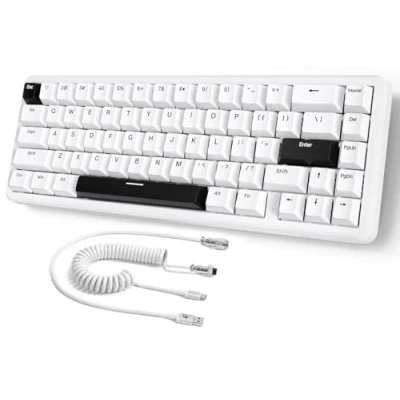 Afbeelding van MAMBASNAKE ATTACK SHARK X65 HE Rapid Trigger toetsenbord, 0,01 mm RT nauwkeurigheid, 8KHz, 60% Bedraad Magnetic Switch Gamingtoetsenbord met 8 KHz Kabel, Instelbare Bediening, Snap Tap, for PC/Mac,Wit